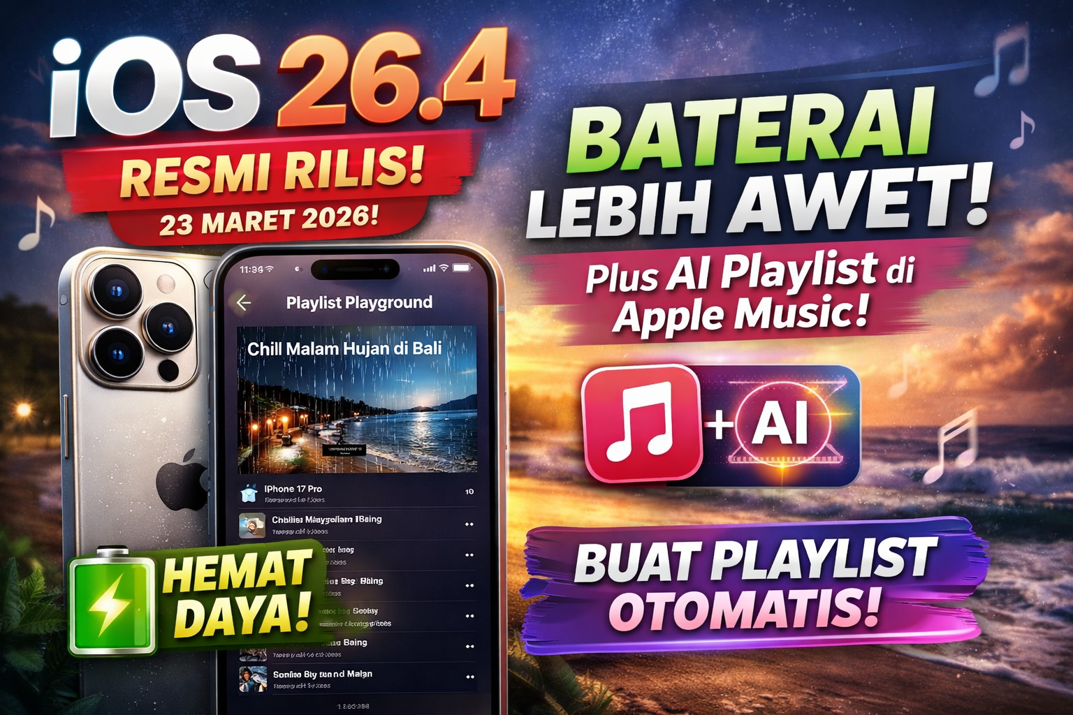 Update iOS 26.4: Baterai Awet + Fitur Musik AI