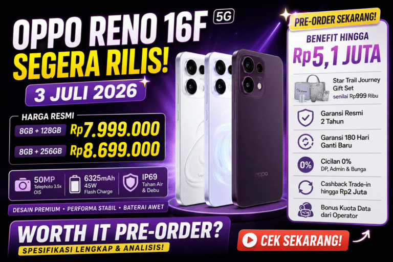 OPPO Reno 16F 5G Segera Rilis 3 Juli 2026: Harga, Spec & Worth It Pre-Order?