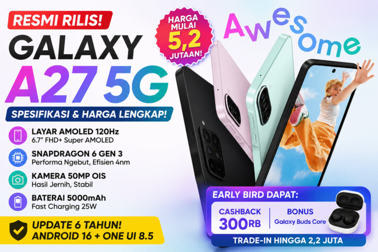 Samsung Galaxy A27 5G Resmi Rilis: Harga dan Spesifikasi