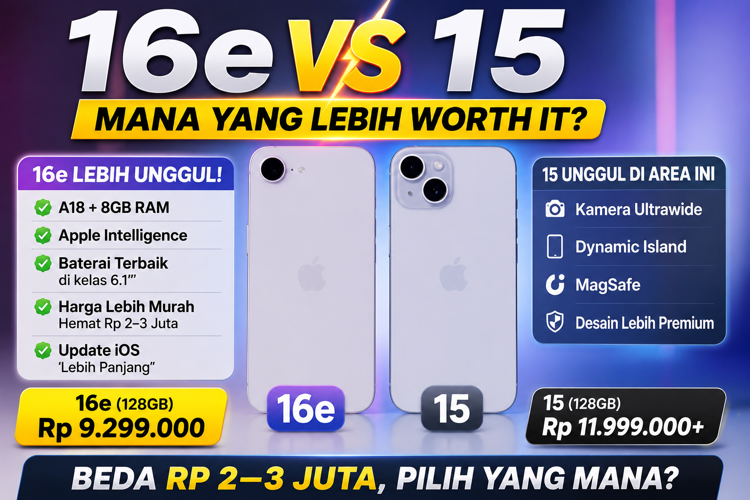 iPhone 16e vs iPhone 15 Mana yang Lebih Worth It di 2026?